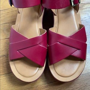 RARE - Korkease Ava Size 11 Platform Sandals in Magenta (pink/red) AS IS